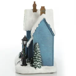 Lightup Musical Snowcapped Blue House Christmas Ornament Best Sale