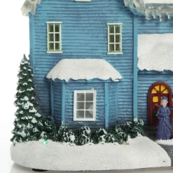 Lightup Musical Snowcapped Blue House Christmas Ornament Best Sale