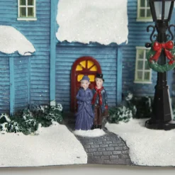 Lightup Musical Snowcapped Blue House Christmas Ornament Best Sale