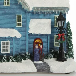 Lightup Musical Snowcapped Blue House Christmas Ornament Best Sale