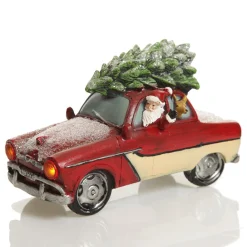 Lightup Santa in Car with Christmas Tree on Roof Ornament Best