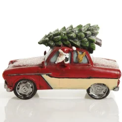 Lightup Santa in Car with Christmas Tree on Roof Ornament Best