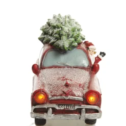 Lightup Santa in Car with Christmas Tree on Roof Ornament Best