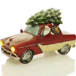 Lightup Santa in Car with Christmas Tree on Roof Ornament Best