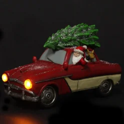 Lightup Santa in Car with Christmas Tree on Roof Ornament Best