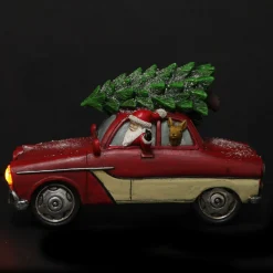 Lightup Santa in Car with Christmas Tree on Roof Ornament Best
