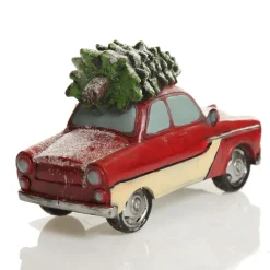 Lightup Santa in Car with Christmas Tree on Roof Ornament Best