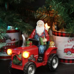 Lightup Santa on Tractor Christmas Ornament Online