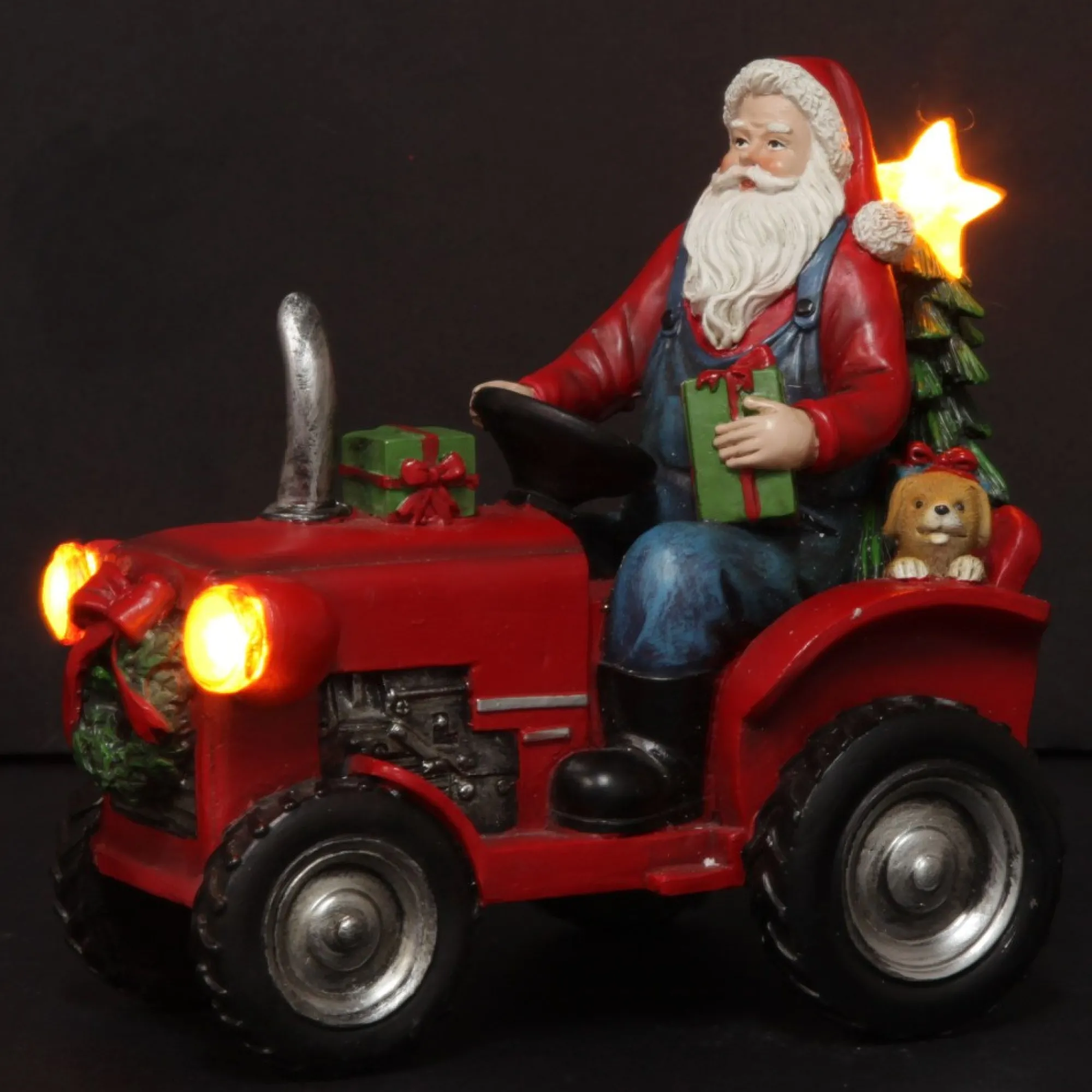 Lightup Santa on Tractor Christmas Ornament Online