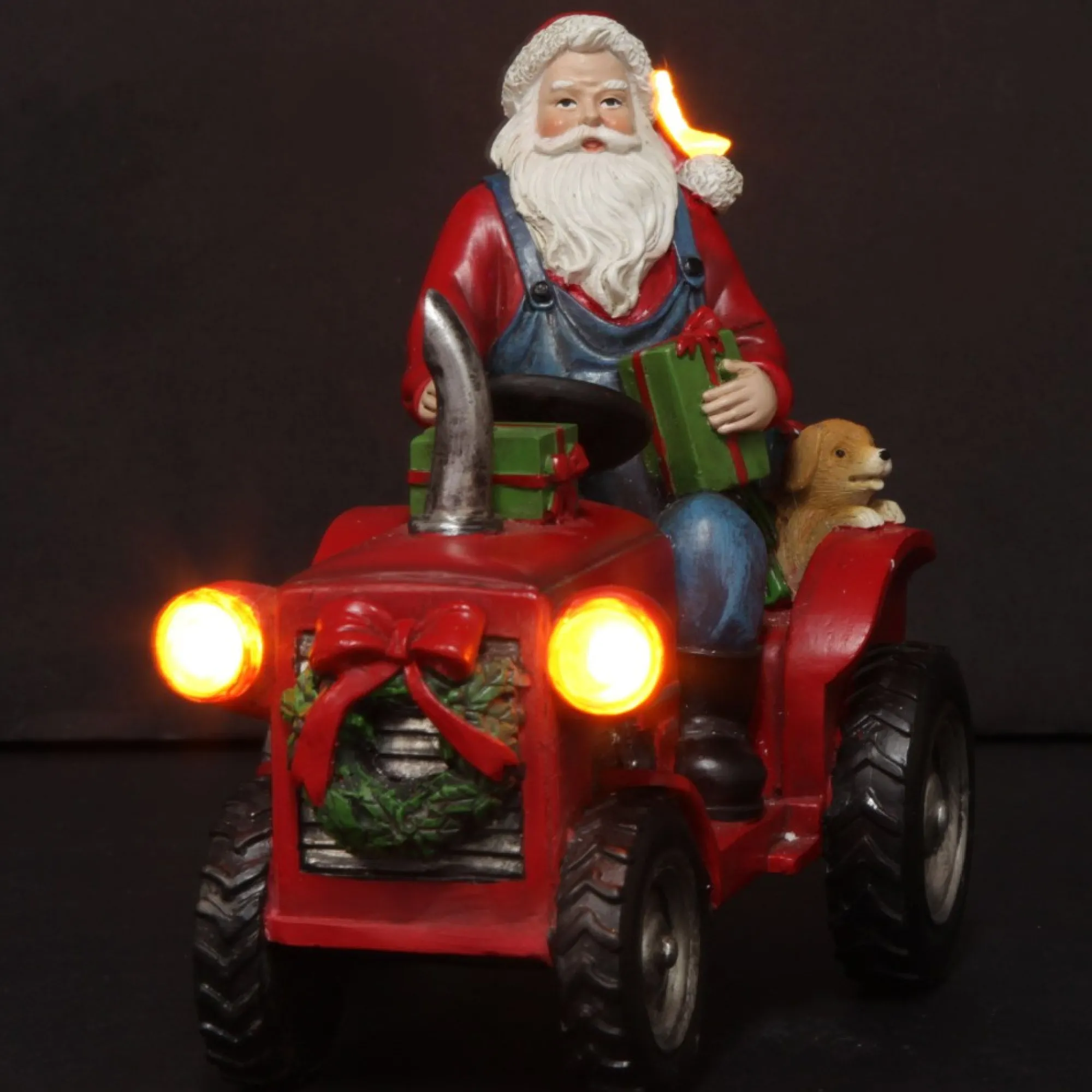 Lightup Santa on Tractor Christmas Ornament Online