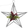Lightup Silver Tinsel Wire 3D Star Tree Topper with Cone and Berry Hot