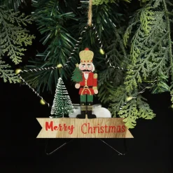 Lightup Wire Star Hanging Christmas Ornament with Nutcracker Holding Tree Flash Sale