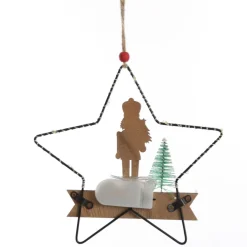 Lightup Wire Star Hanging Christmas Ornament with Nutcracker Holding Tree Flash Sale