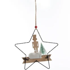 Lightup Wire Star Hanging Christmas Ornament with Nutcracker Guard Outlet