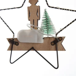 Lightup Wire Star Hanging Christmas Ornament with Nutcracker Guard Outlet