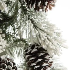 Lush Flocked Green Pine Christmas Garland with Pinecones Flash Sale