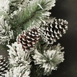 Lush Flocked Green Pine Christmas Garland with Pinecones Flash Sale