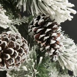 Lush Flocked Green Pine Christmas Garland with Pinecones Flash Sale