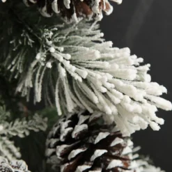 Lush Flocked Green Pine Christmas Garland with Pinecones Flash Sale