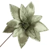 Lush Sage Poinsettia Flower Stem with Sequin Trim Fashion