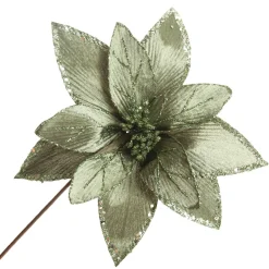 Lush Sage Poinsettia Flower Stem with Sequin Trim Fashion
