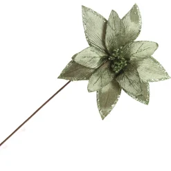 Lush Sage Poinsettia Flower Stem with Sequin Trim Fashion