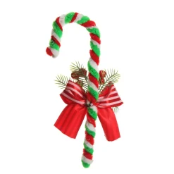 Medium Chenille Stick Christmas Candy Cane with Pine and Berries - Set of 2 Sale