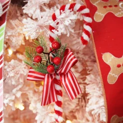 Medium Chenille Stick Christmas Candy Cane with Pine and Berries - Set of 2 Sale