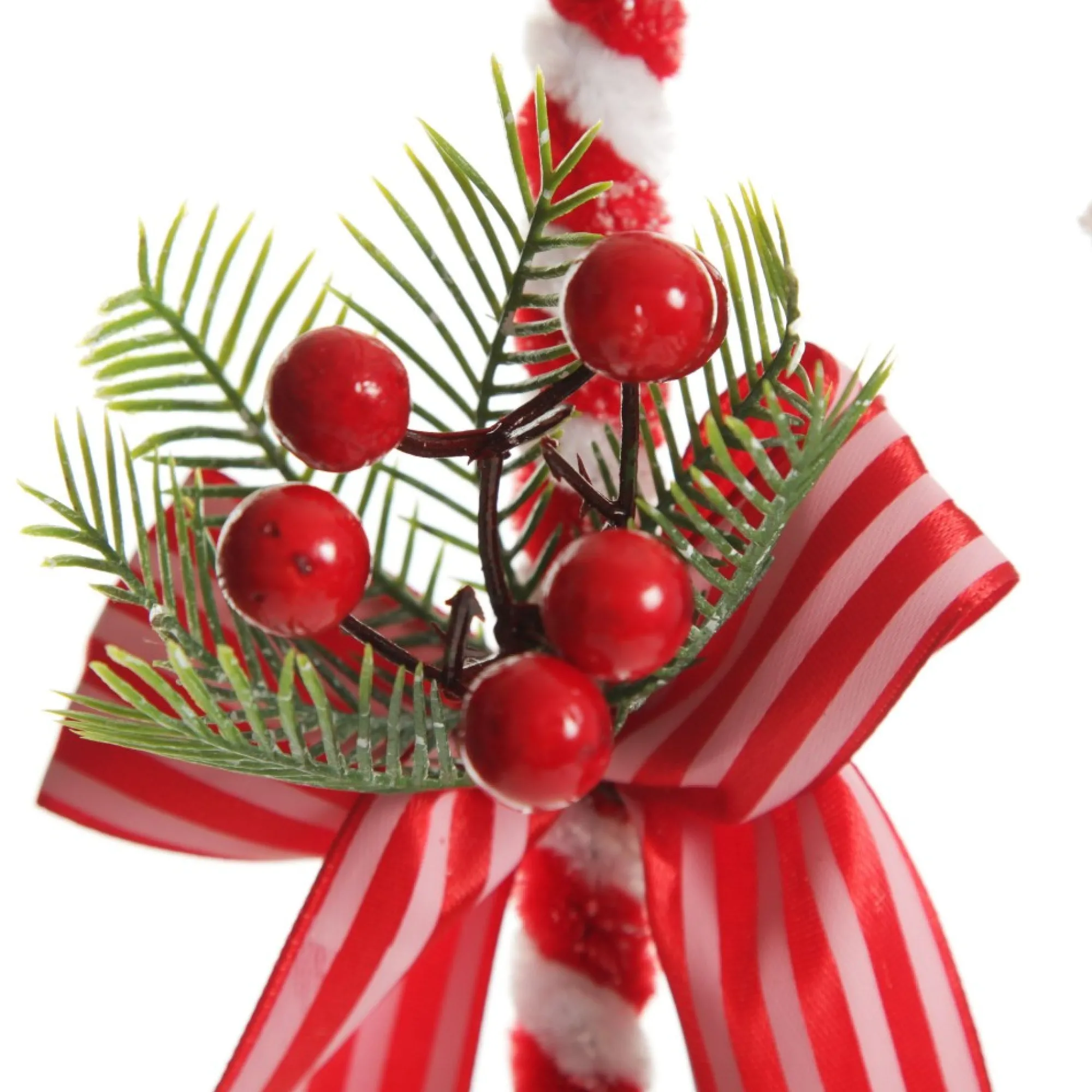 Medium Chenille Stick Christmas Candy Cane with Pine and Berries - Set of 2 Sale