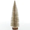 Medium Gold Bottle Brush Christmas Tree on Wooden Base Flash Sale