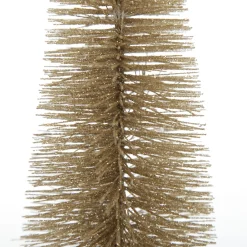 Medium Gold Bottle Brush Christmas Tree on Wooden Base Flash Sale