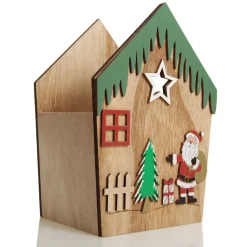 Medium Plywood Winter Christmas Decorated House Open Box Best