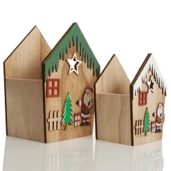 Medium Plywood Winter Christmas Decorated House Open Box Best