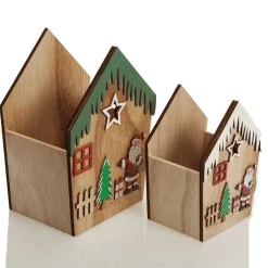 Medium Plywood Winter Christmas Decorated House Open Box Best