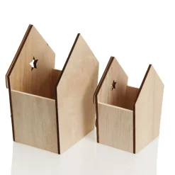 Medium Plywood Winter Christmas Decorated House Open Box Best