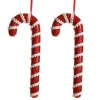 Medium Red Glitter with Braid Candy Cane Christmas Decoration - Set of 2 Cheap