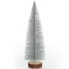Medium Silver Bottle Brush Christmas Tree on Wooden Base New