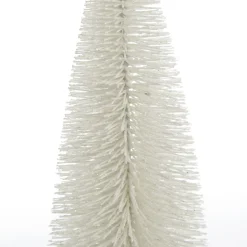 Medium White Bottle Brush Christmas Tree on Wooden Base Cheap