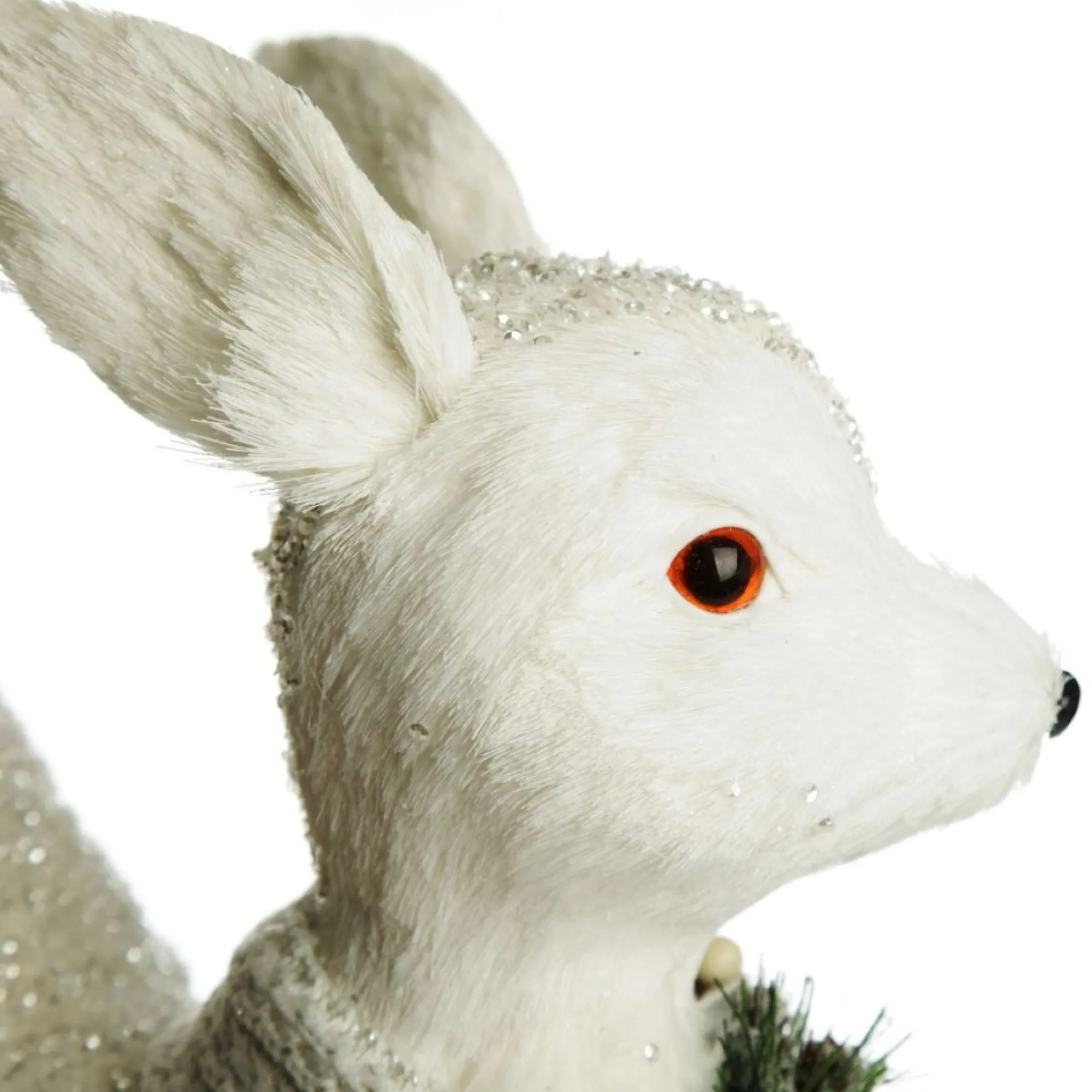 Medium White Sisal Standing Deer with White Glitter Highlights Hot