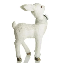 Medium White Sisal Standing Deer with White Glitter Highlights Hot