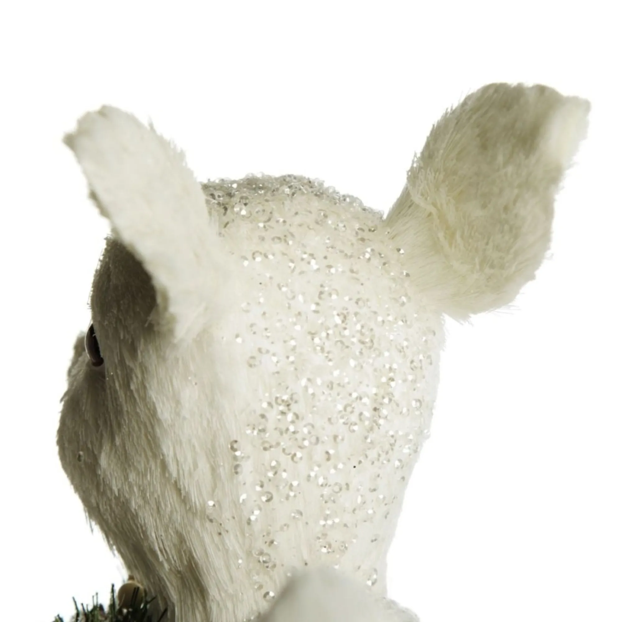 Medium White Sisal Standing Deer with White Glitter Highlights Hot