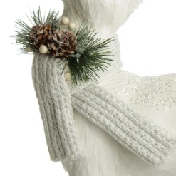 Medium White Sisal Standing Deer with White Glitter Highlights Hot