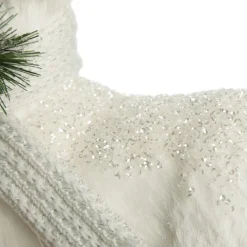 Medium White Sisal Standing Deer with White Glitter Highlights Hot