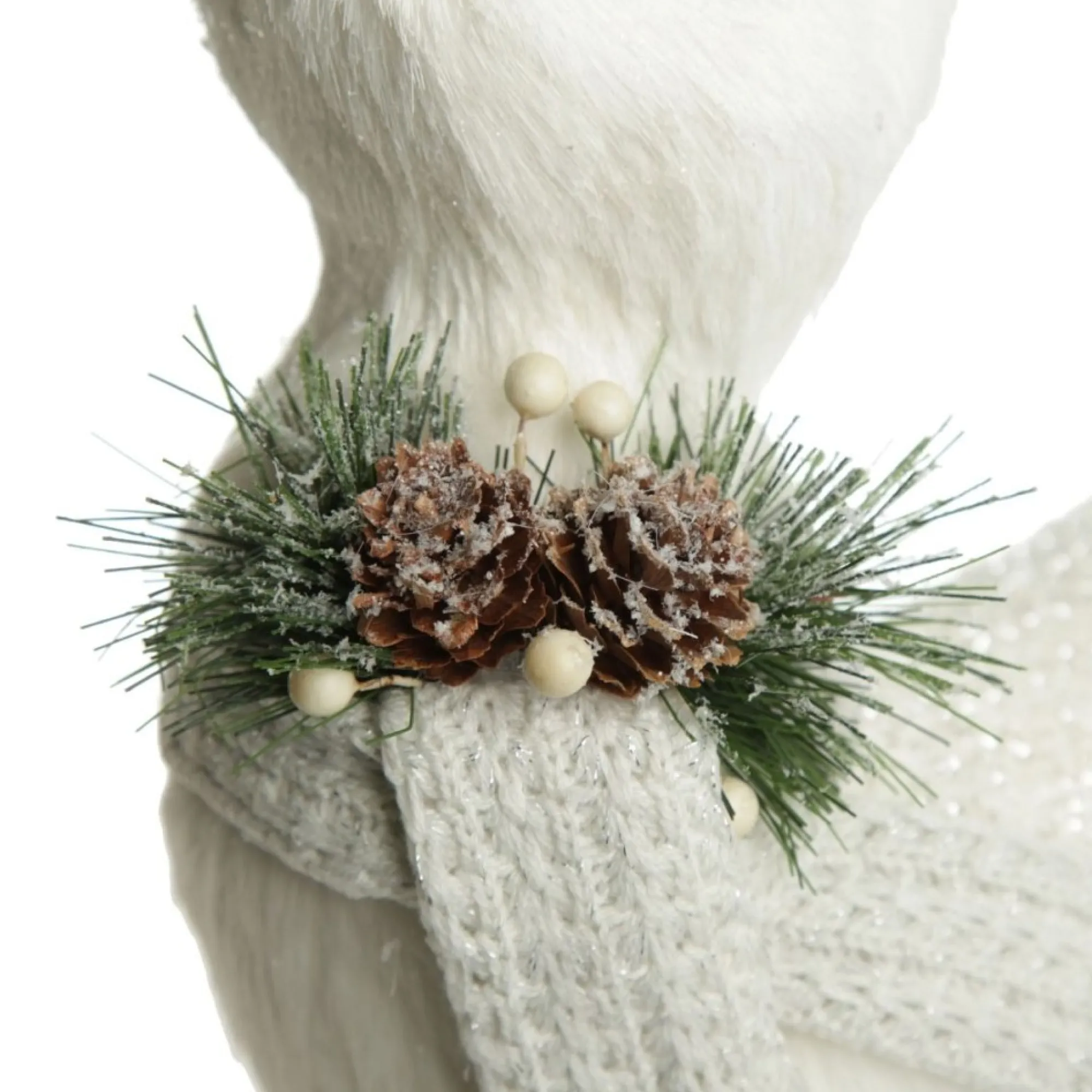 Medium White Sisal Standing Deer with White Glitter Highlights Hot