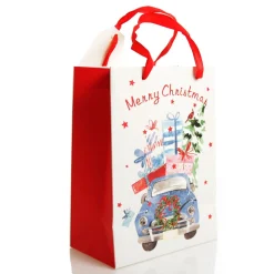 Merry Christmas Gift Bag - Blue Car with Presents New