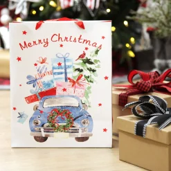 Merry Christmas Gift Bag - Blue Car with Presents New