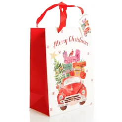 Merry Christmas Gift Bag - Red Car with Presents Best