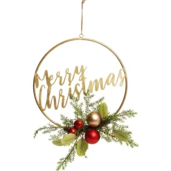 Merry Christmas Metal Hoop wth Florals Cheap