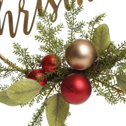 Merry Christmas Metal Hoop wth Florals Cheap