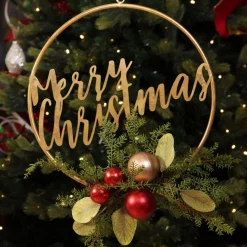 Merry Christmas Metal Hoop wth Florals Cheap